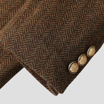 Chic Tweed Blazer Coat for Women - Double-Breasted with Belted Design