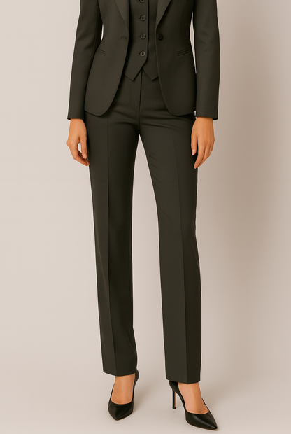 Chic Women's Black Three-Piece Suit Set – Sophisticated Blazer, Vest, Trousers for Work or Events