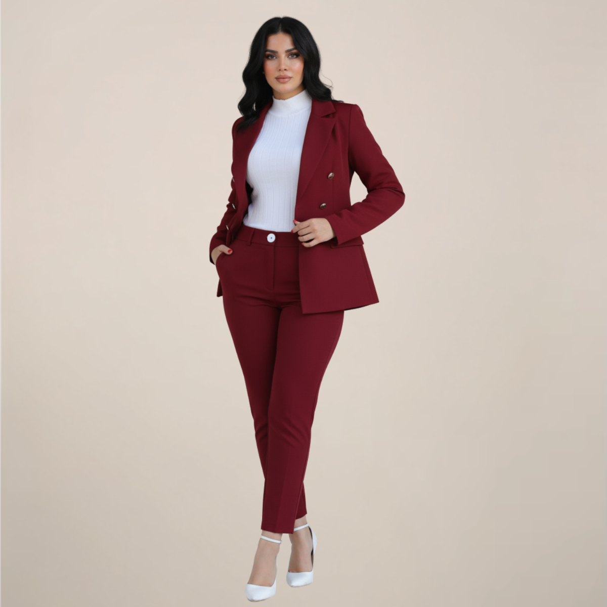 Chic Women's Blazer and Slim Trouser Set for Any Occasion