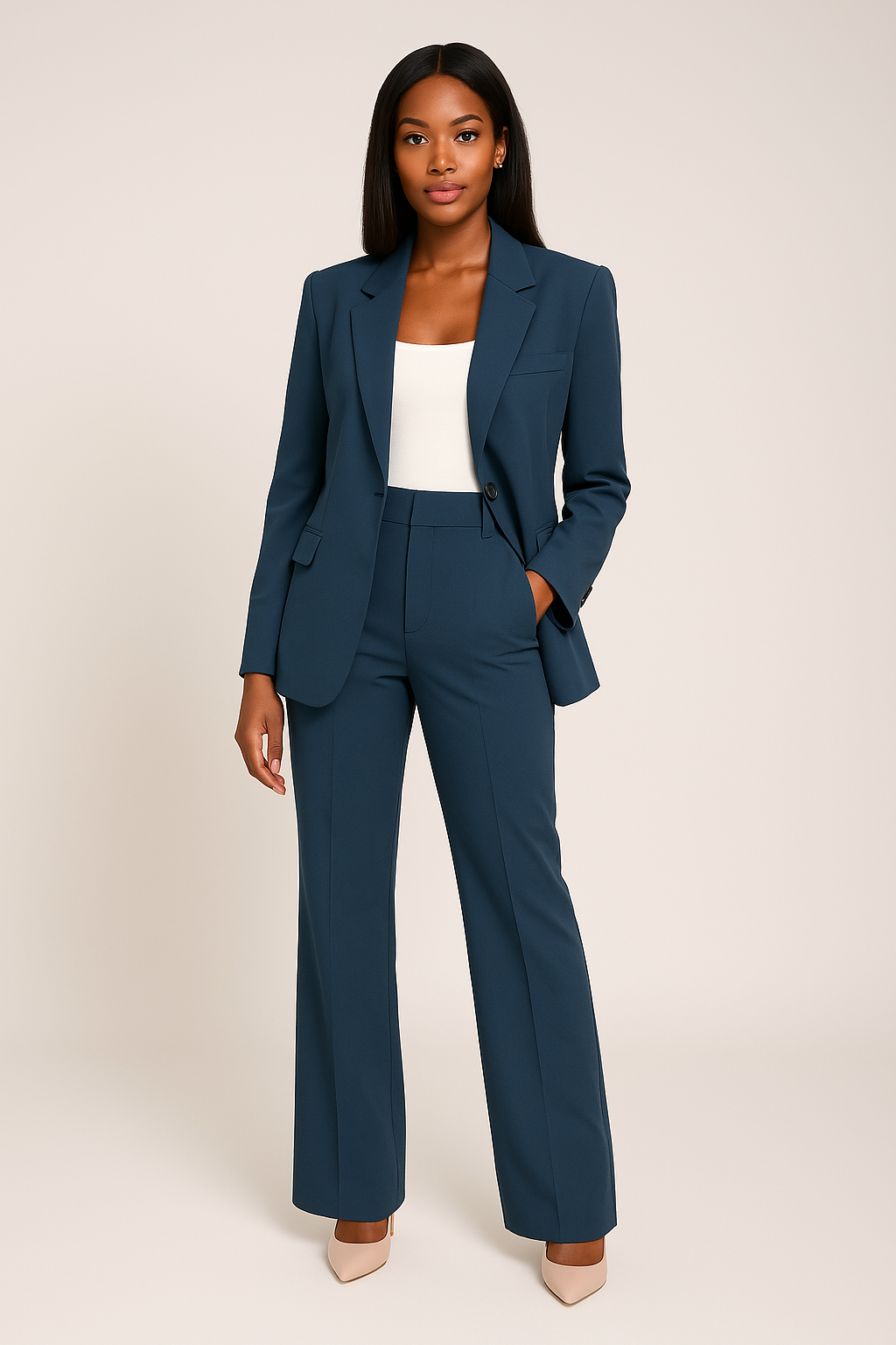 Chic Women's Blazer and Trousers Set for Office & Events