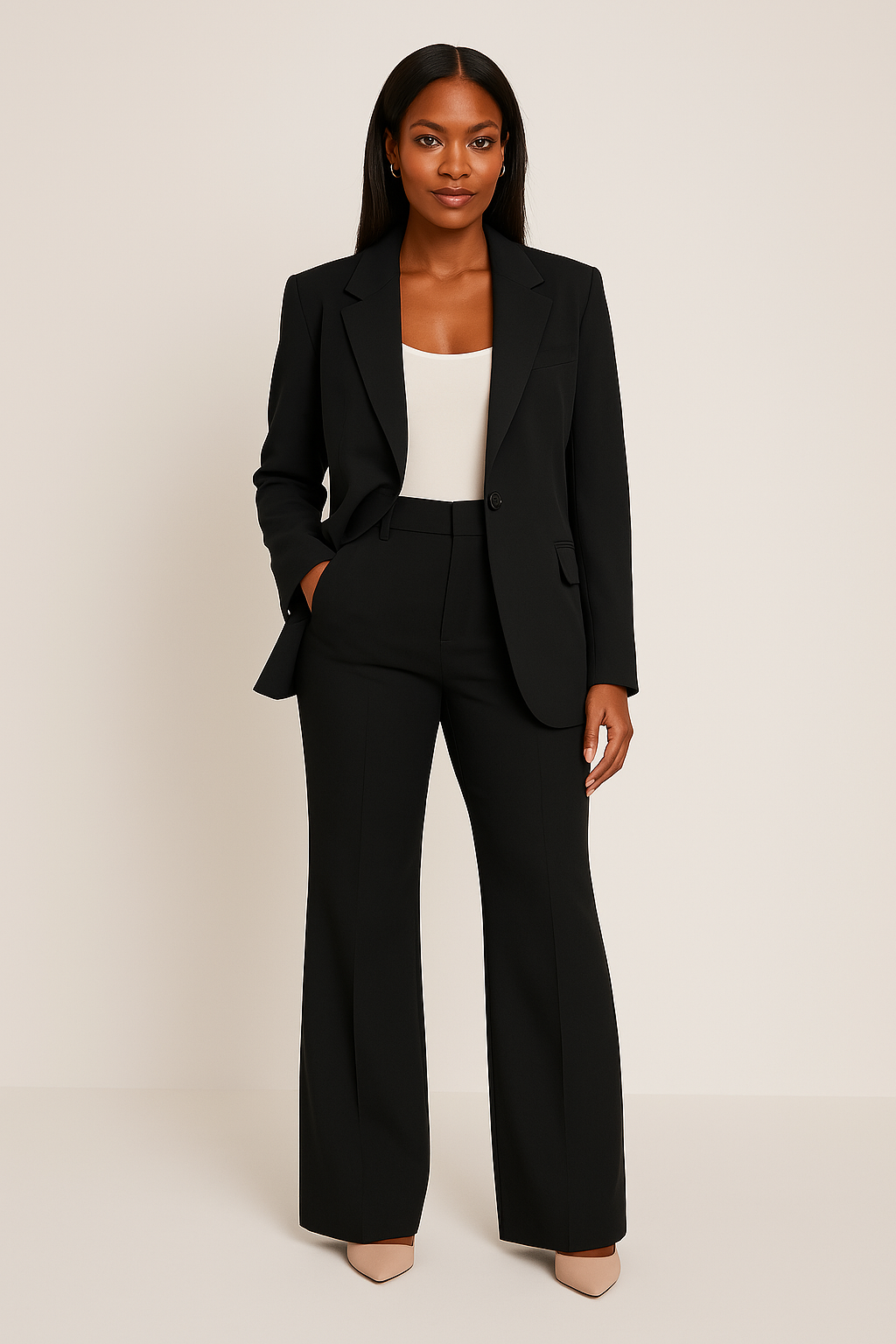 Chic Women's Blazer and Trousers Set for Office & Events