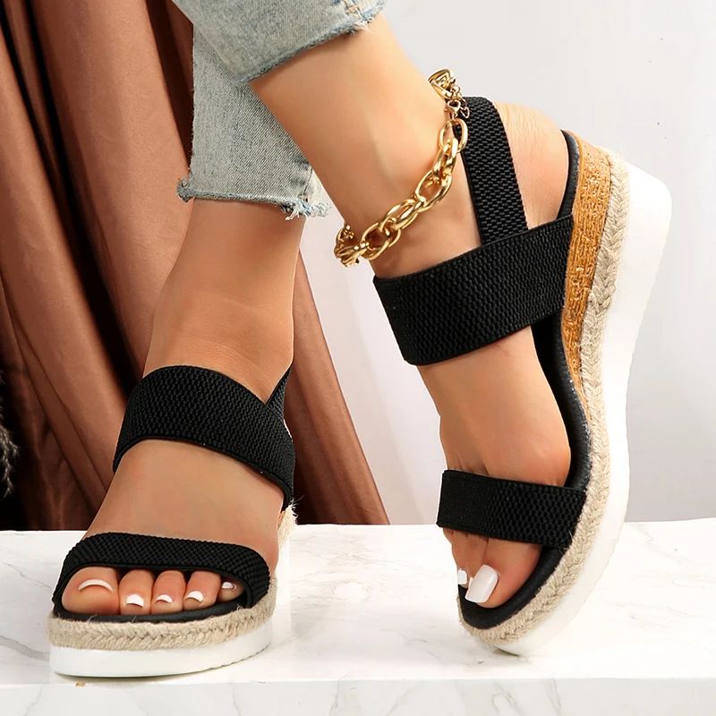 Chic Women’s Platform Sandals with Stretch Straps for Everyday Wear