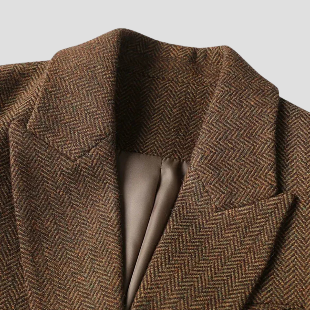 Chic Women’s Tweed Blazer Coat with Belted Design