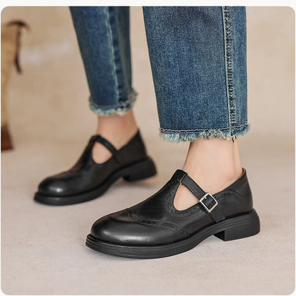 Chunky Sole Brogue Ankle-Strap Mary Jane T-Strap Shoes for Women – Orthopedic Comfort & Support 5