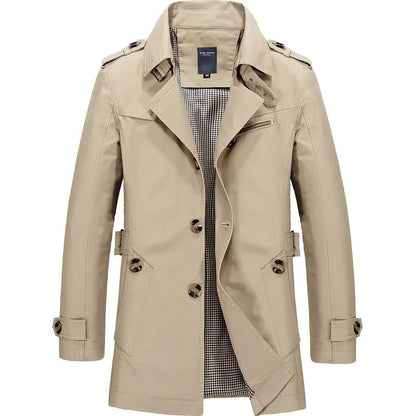 Classic Belted Knee-Length Trench Coat for Men – Timeless Style & Comfort 0