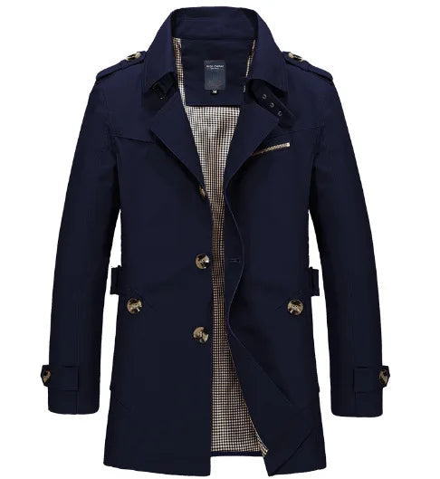 Classic Belted Knee-Length Trench Coat for Men – Timeless Style & Comfort 1