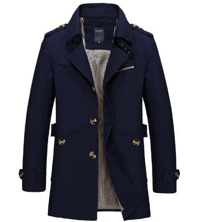 Classic Belted Knee-Length Trench Coat for Men – Timeless Style & Comfort 1