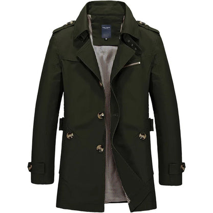 Classic Belted Knee-Length Trench Coat for Men – Timeless Style & Comfort 4