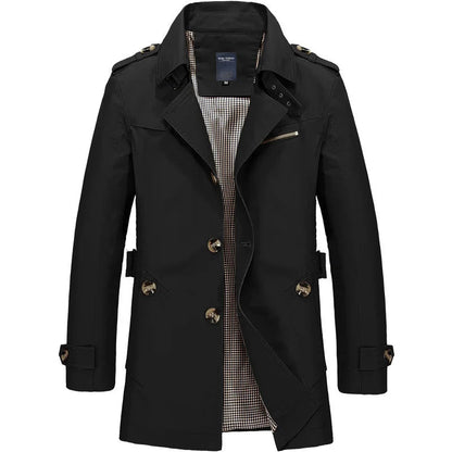 Classic Belted Knee-Length Trench Coat for Men – Timeless Style & Comfort 5