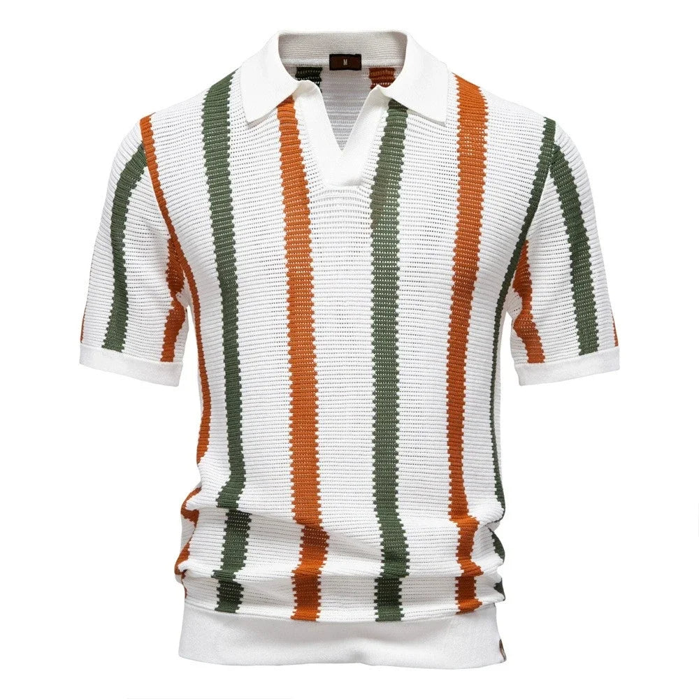 Men's Polo Shirt | Striped Knit Design