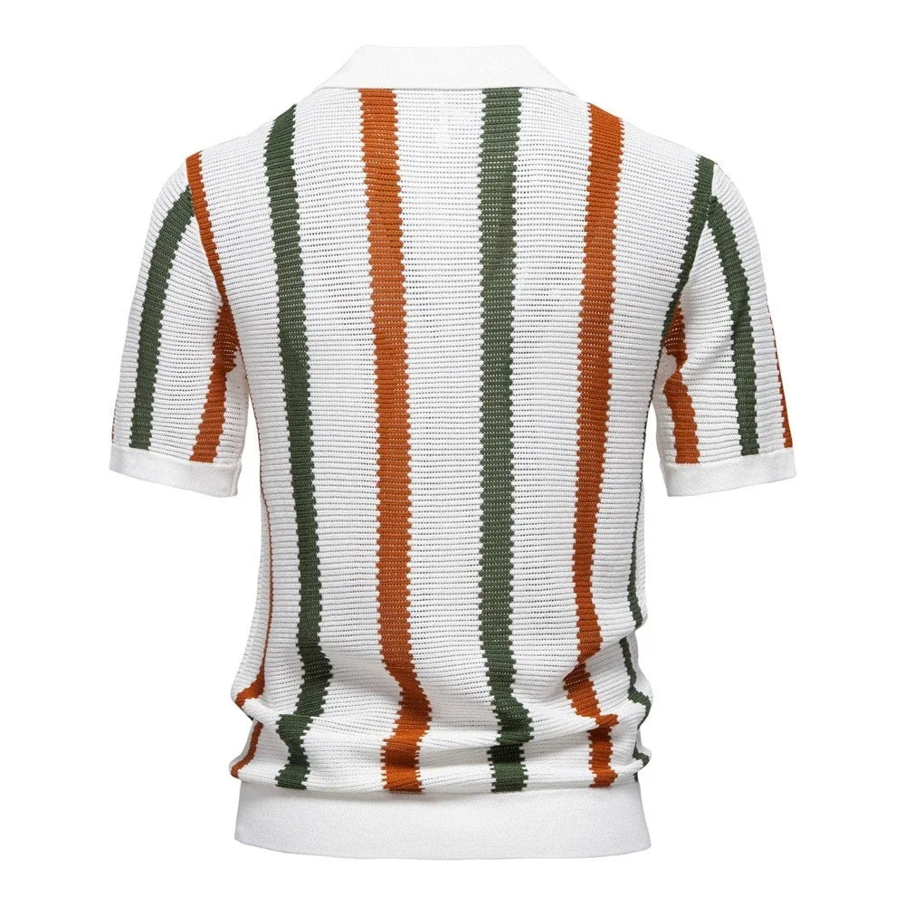 Men's Polo Shirt | Striped Knit Design