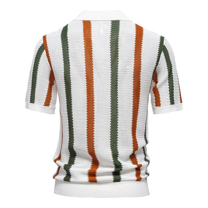 Men's Polo Shirt | Striped Knit Design