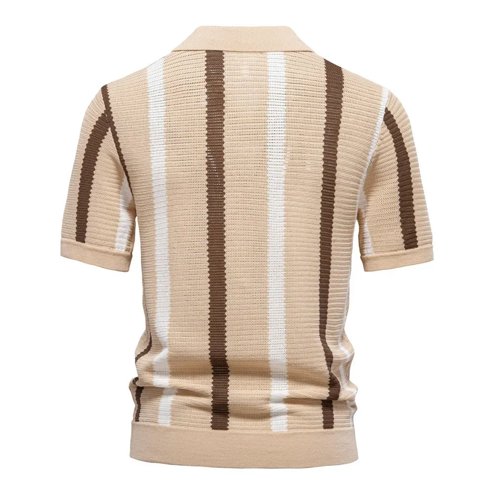 Men's Polo Shirt | Striped Knit Design