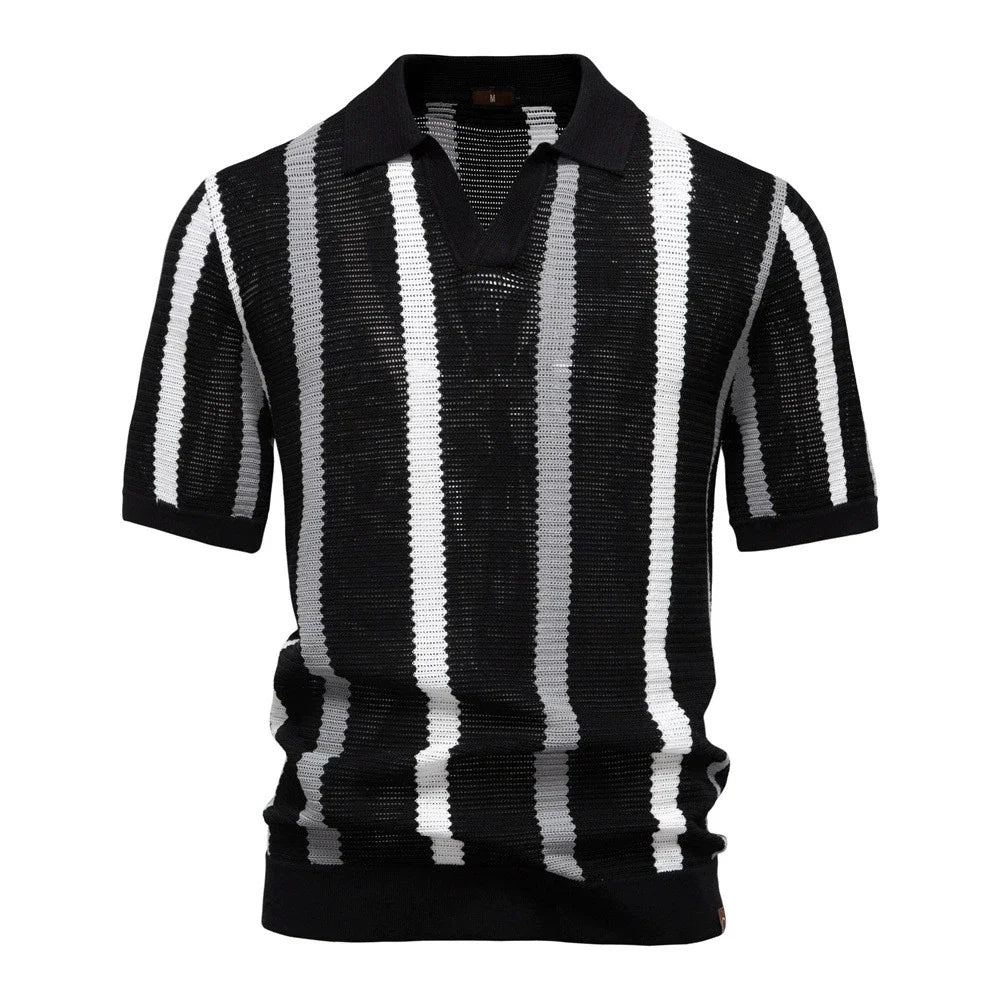 Men's Polo Shirt | Striped Knit Design