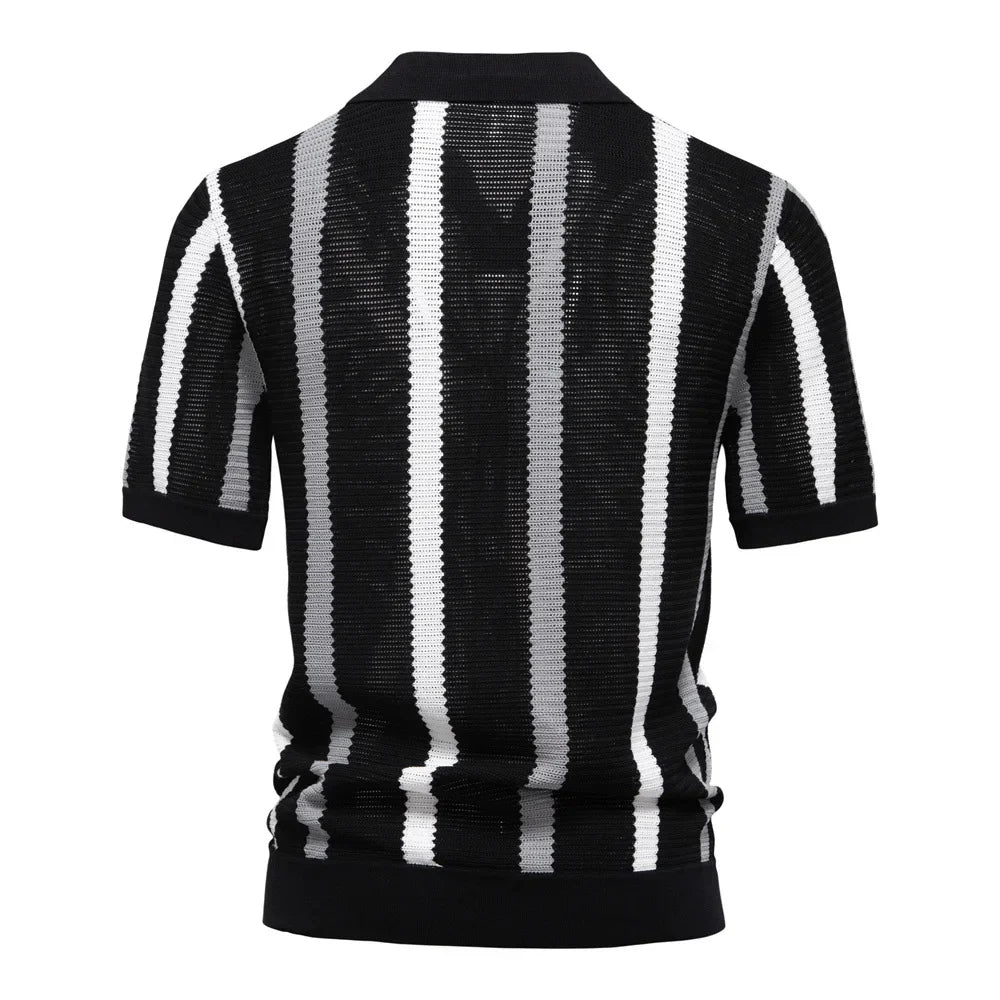 Men's Polo Shirt | Striped Knit Design
