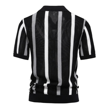Men's Polo Shirt | Striped Knit Design