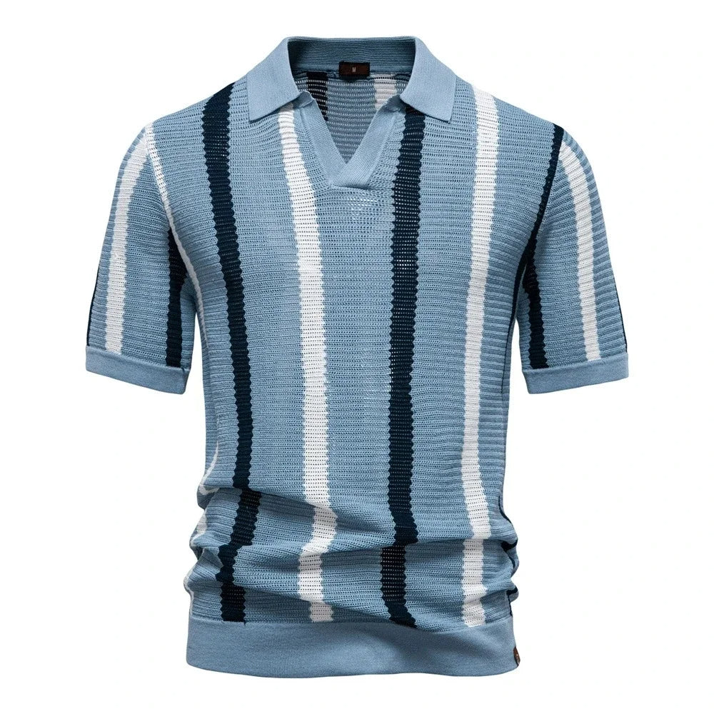 Men's Polo Shirt | Striped Knit Design