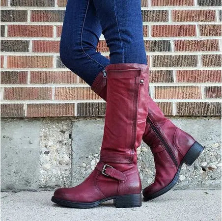 Classic Round Toe Knee-High Boots for Women – Stylish & Comfortable 0