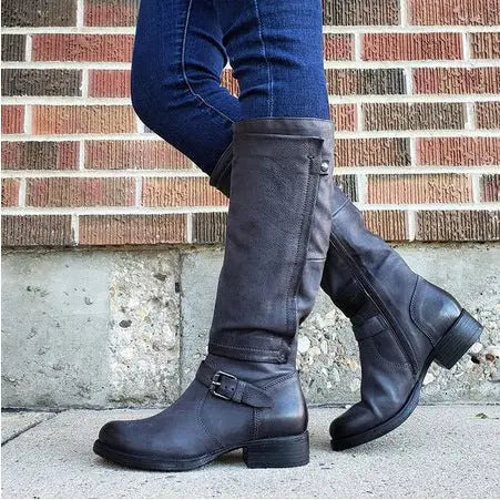 Classic Round Toe Knee-High Boots for Women – Stylish & Comfortable 3
