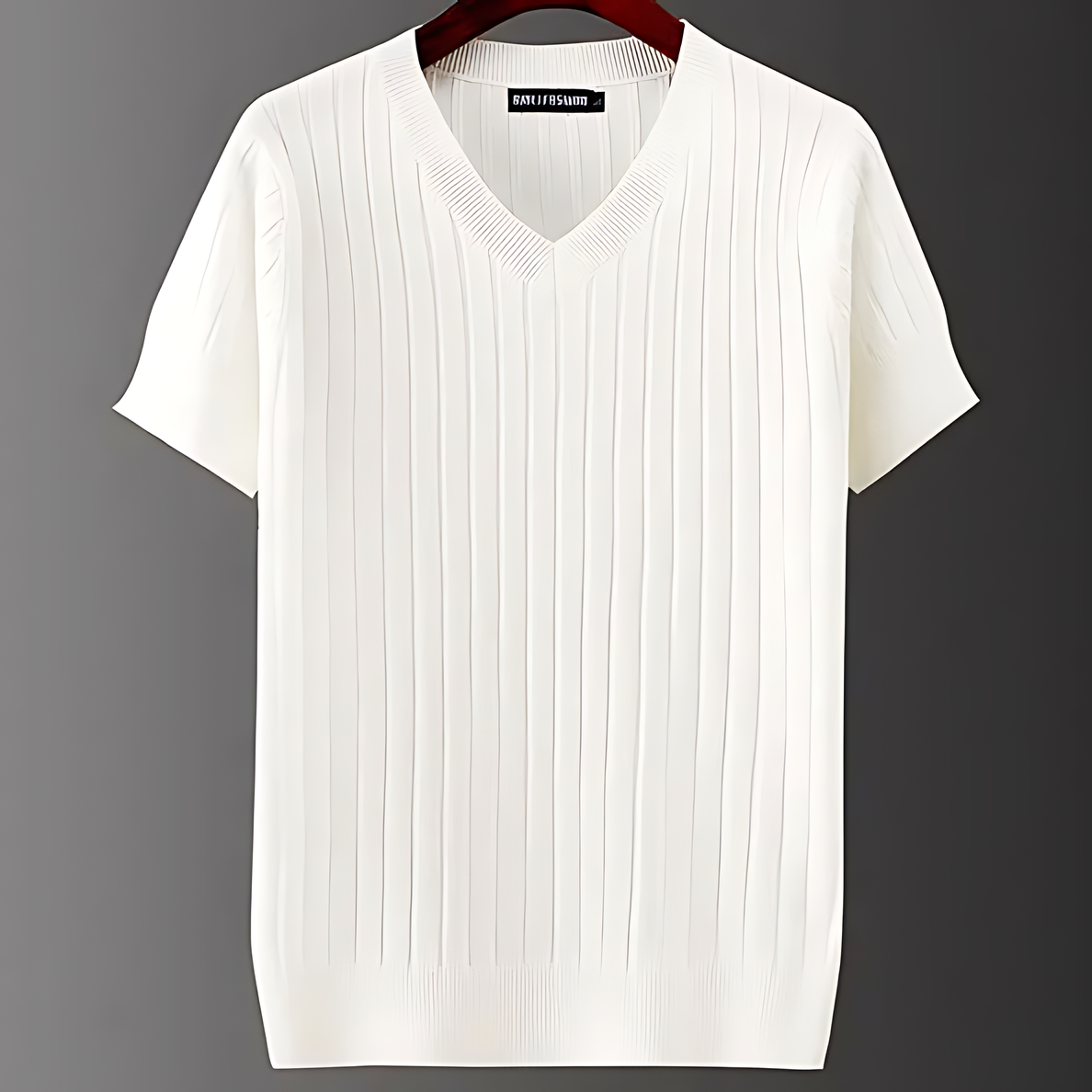 Men's Summer Shirt | Ribbed Knit V-Neck