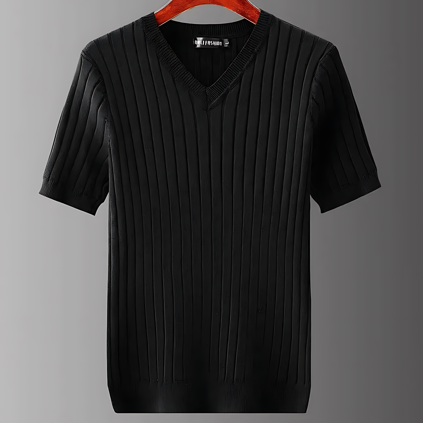 Men's Summer Shirt | Ribbed Knit V-Neck