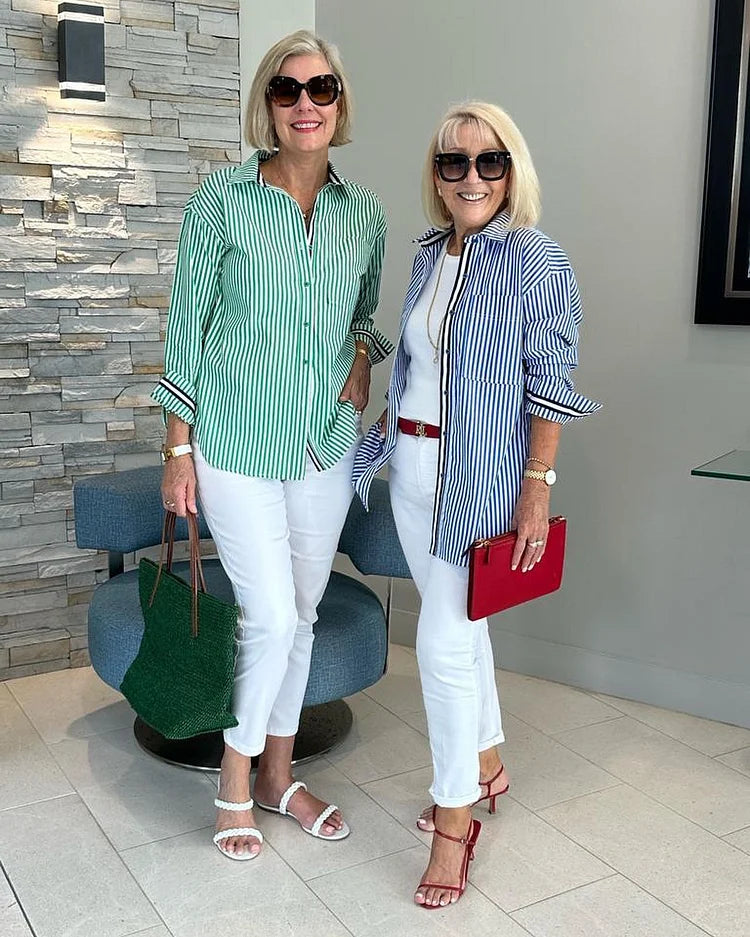 Classic Striped Women's Shirt with Comfortable Fit for Summer Days 2