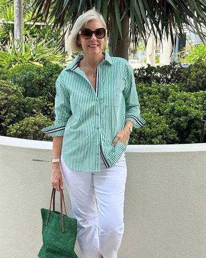 Classic Striped Women's Shirt with Comfortable Fit for Summer Days 3