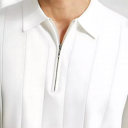 Men's Polo Shirt | Zip-Neck Ribbed Fit