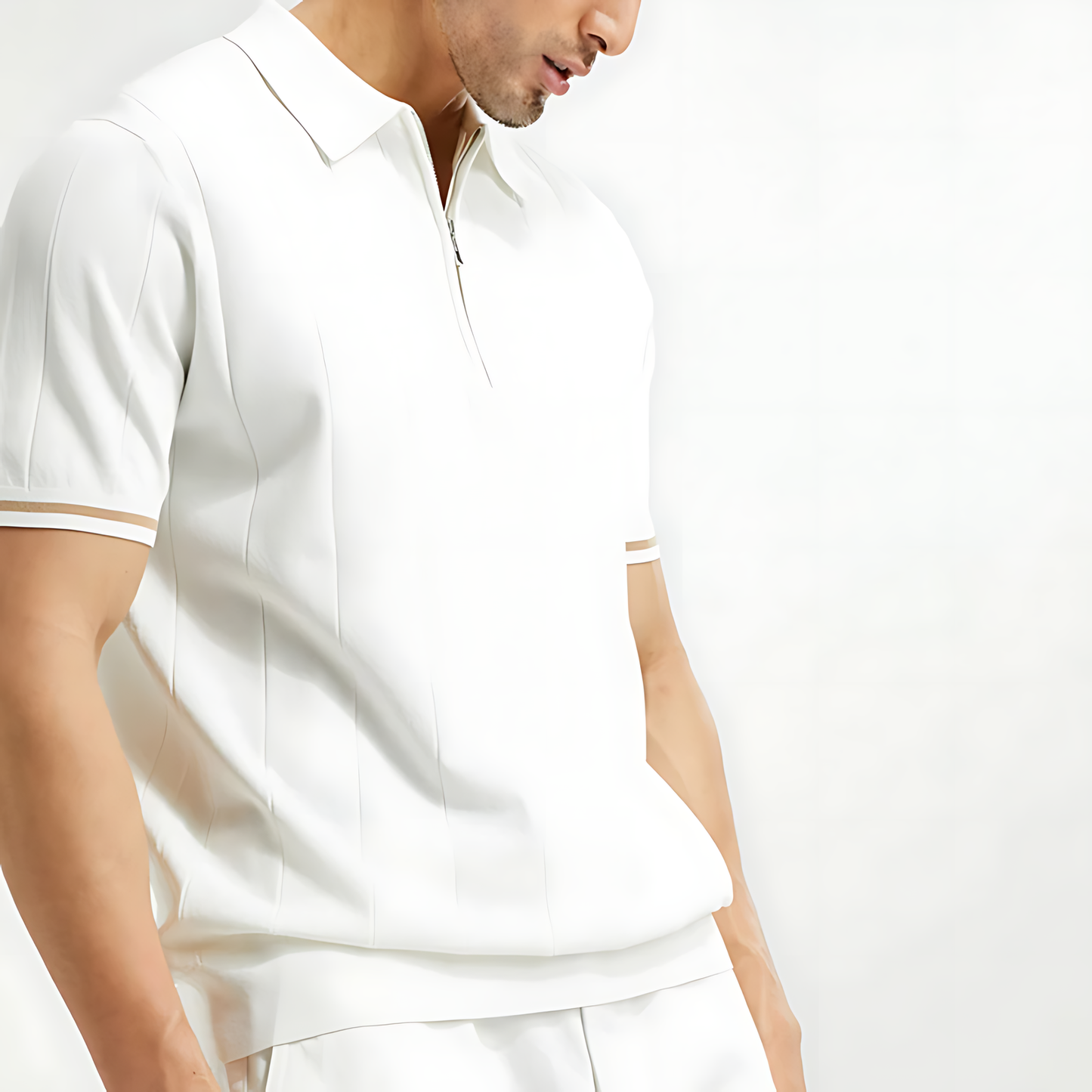 Men's Polo Shirt | Zip-Neck Ribbed Fit