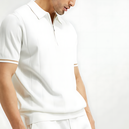 Men's Polo Shirt | Zip-Neck Ribbed Fit