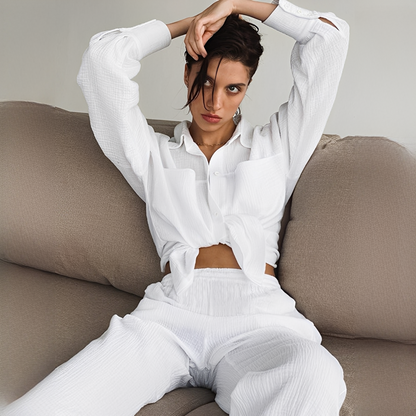 Co Ord Set Women's | Oversized Shirt & Wide Leg Trousers