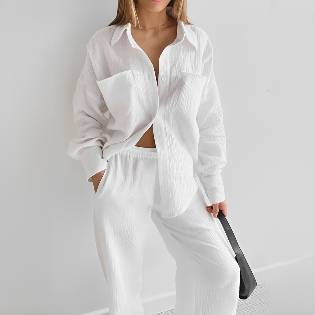 Co Ord Set Women's | Oversized Shirt & Wide Leg Trousers