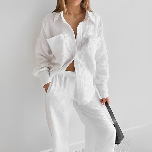 Co Ord Set Women's | Oversized Shirt & Wide Leg Trousers