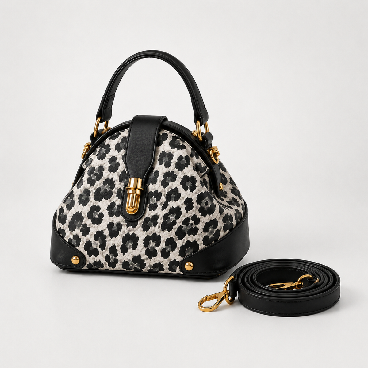 Women's Two-Tone Handbag | Doctor-Frame Shape & Hardware 21