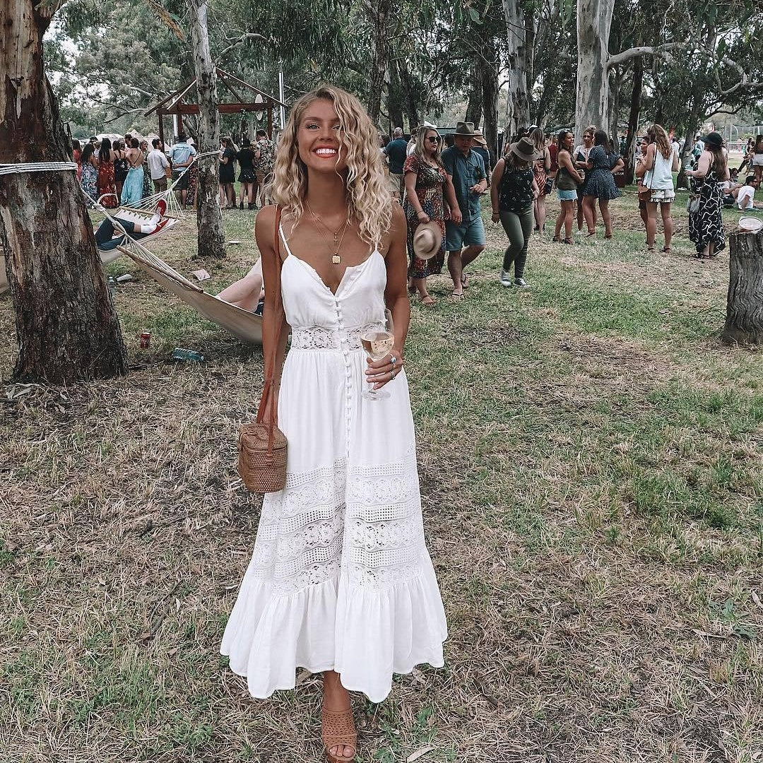 Colette | Women's Elegant Long White Summer Dress 1