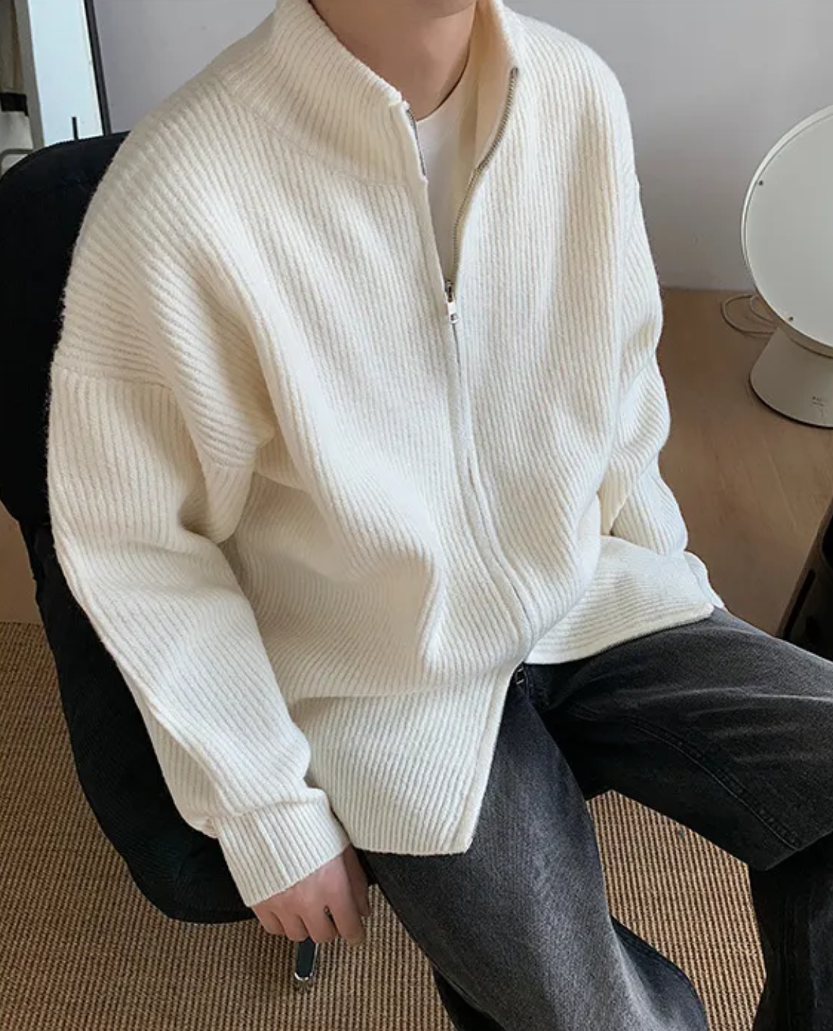 Corvin Ribbed Zip Cardigan 0