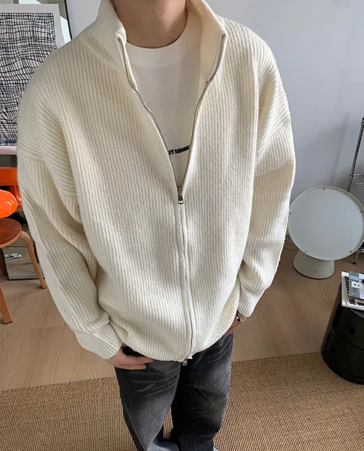 Corvin Ribbed Zip Cardigan 2