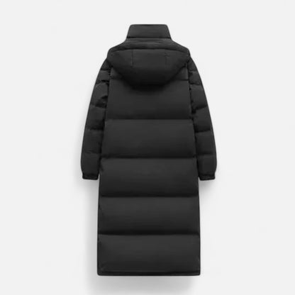 Women's Quilted Jacket Long Puffer Coat Removable Hood 3