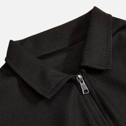 Men's Casual Two Piece Set Waffle Knit Zip Collar with Stretch Fit 22