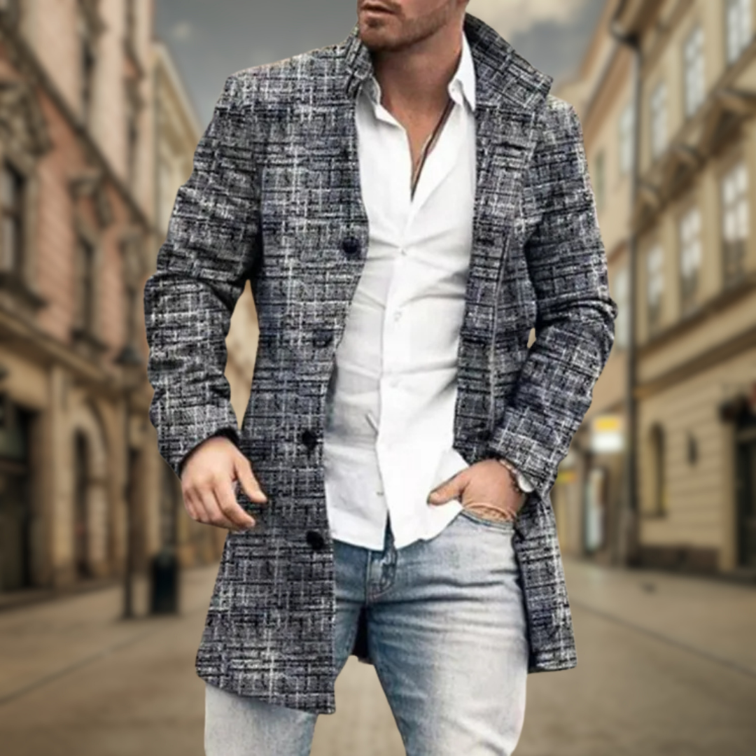 Men's Tailored Fit Plaid Overcoat Refined Seam Finish 4