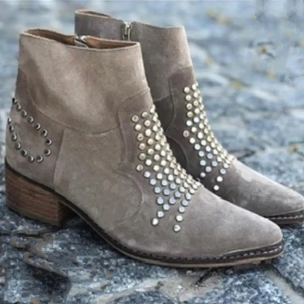 Women's Chunky Boots | Studded Pointed Toe 3