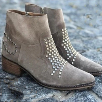 Women's Chunky Boots | Studded Pointed Toe 3