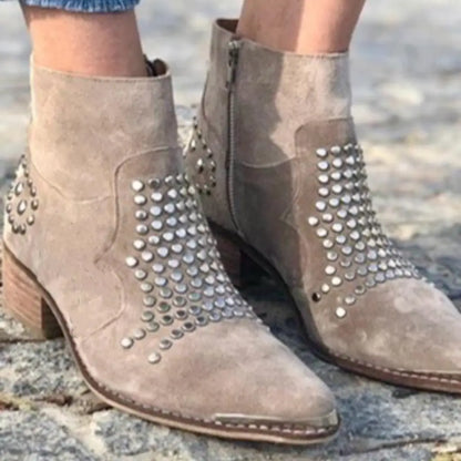 Women's Chunky Boots | Studded Pointed Toe 2
