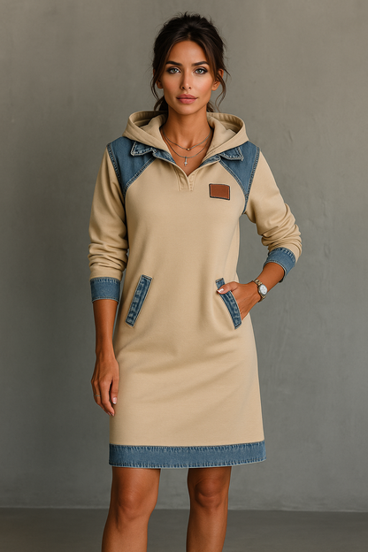 Women's Hooded Dress Relaxed Fit Casual Sweatshirt Style 14