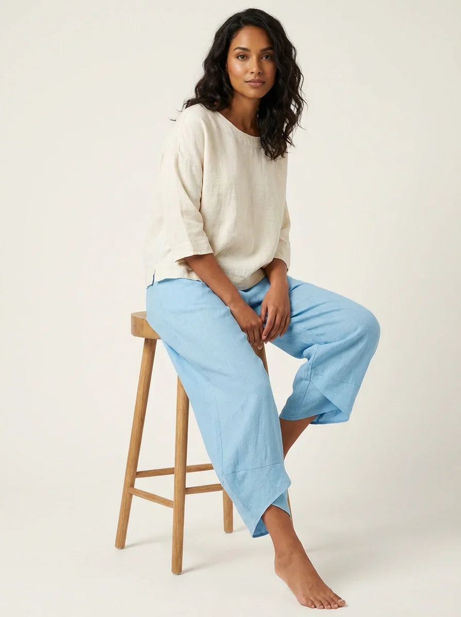 Dames Wide Leg Broek – Losvallende Pasvorm met Rechte Pijpen Blauw / S - AIDA LENA