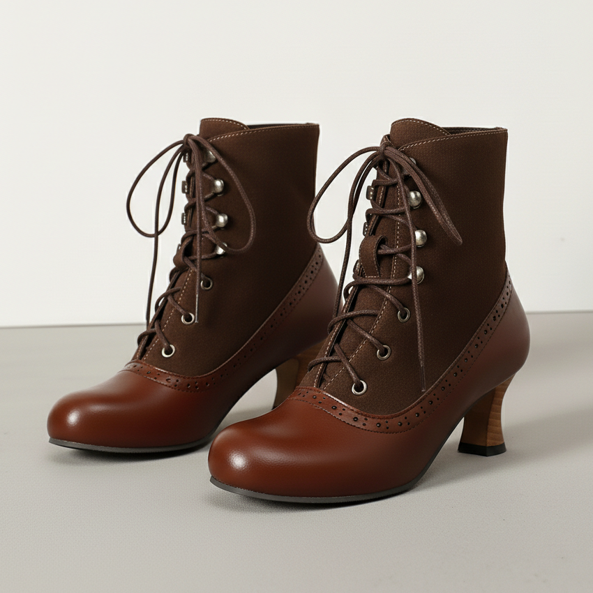 Women's Lace Up Heeled Boots Ankle Booties Secure Fit 6