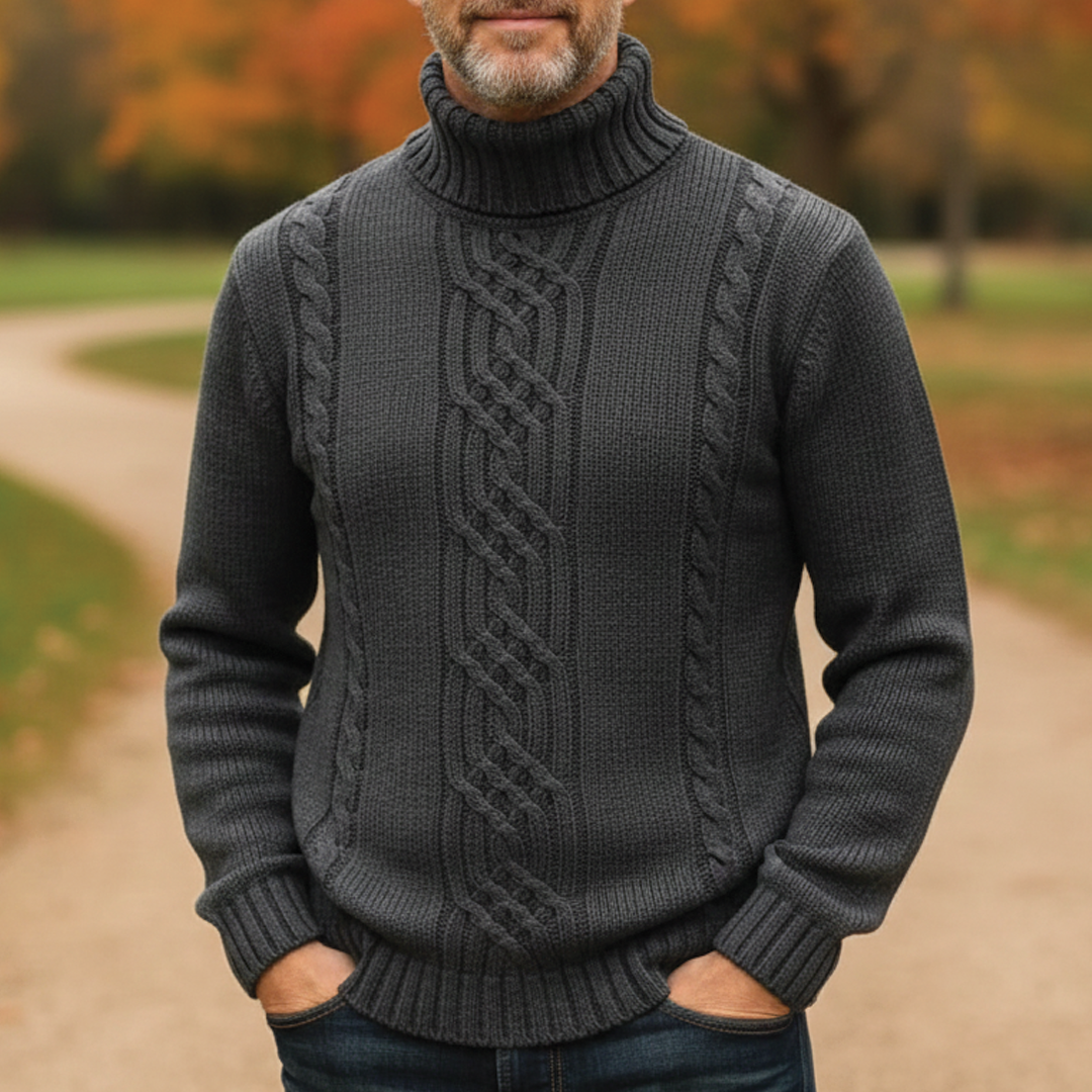 Men's Cable Knit Turtleneck Sweater | Warm & Cosy 1
