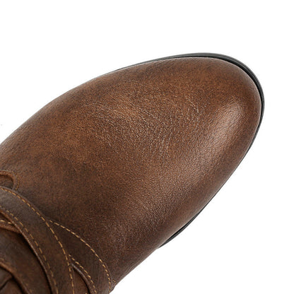 Women's Slouched Shaft Buckle Boots Ankle Rope Tie Booties 6