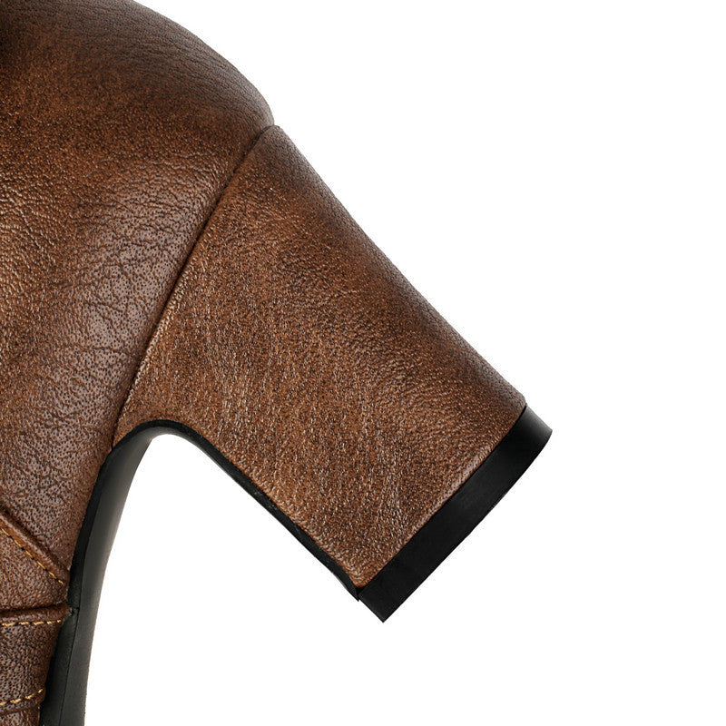 Women's Slouched Shaft Buckle Boots Ankle Rope Tie Booties 5