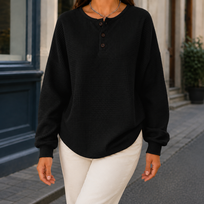 Annabel-Louise Waffle Sweater - Black